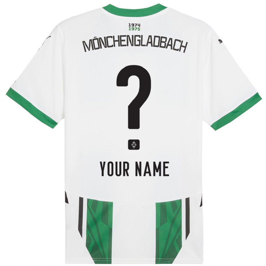 Enfant Football Maillot Votre Nom #0 Blanc Vert Tenues Domicile 2024/25 Canada