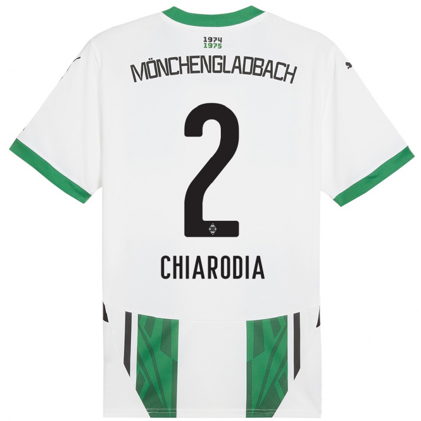 Kids Football Fabio Chiarodia #2 White Green Home Jersey 2024/25 T-Shirt Canada