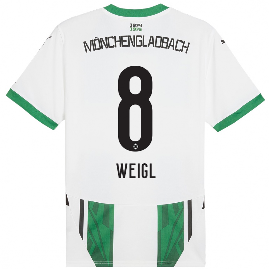 Enfant Football Maillot Julian Weigl #8 Blanc Vert Tenues Domicile 2024/25 Canada