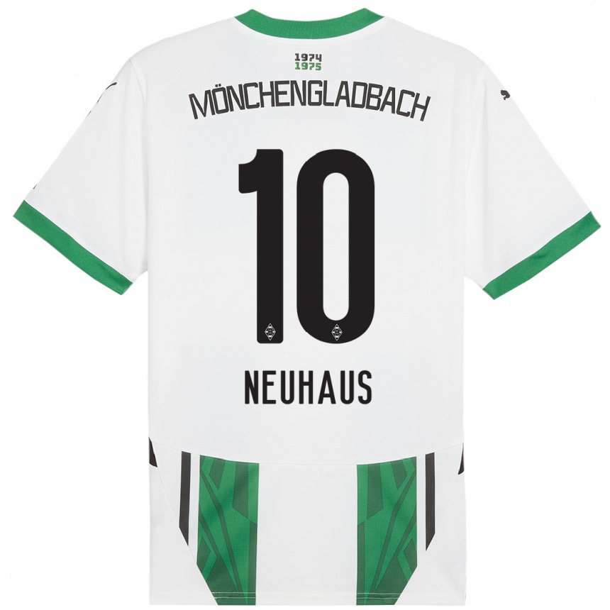 Enfant Football Maillot Florian Neuhaus #10 Blanc Vert Tenues Domicile 2024/25 Canada