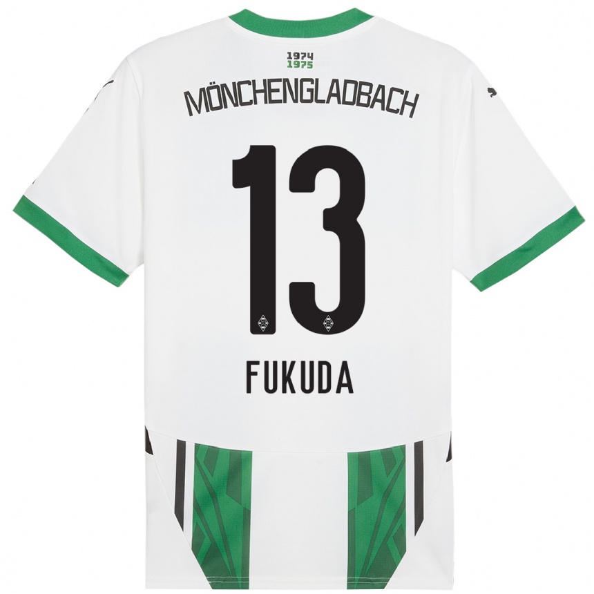 Enfant Football Maillot Shio Fukuda #13 Blanc Vert Tenues Domicile 2024/25 Canada