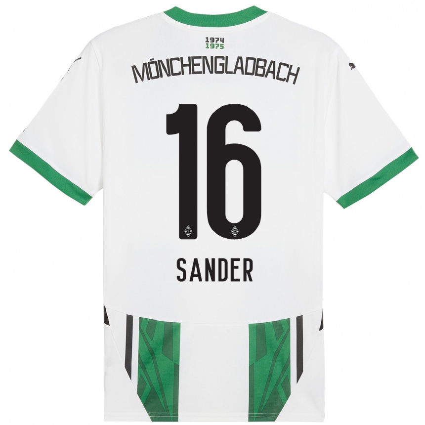 Kids Football Philipp Sander #16 White Green Home Jersey 2024/25 T-Shirt Canada