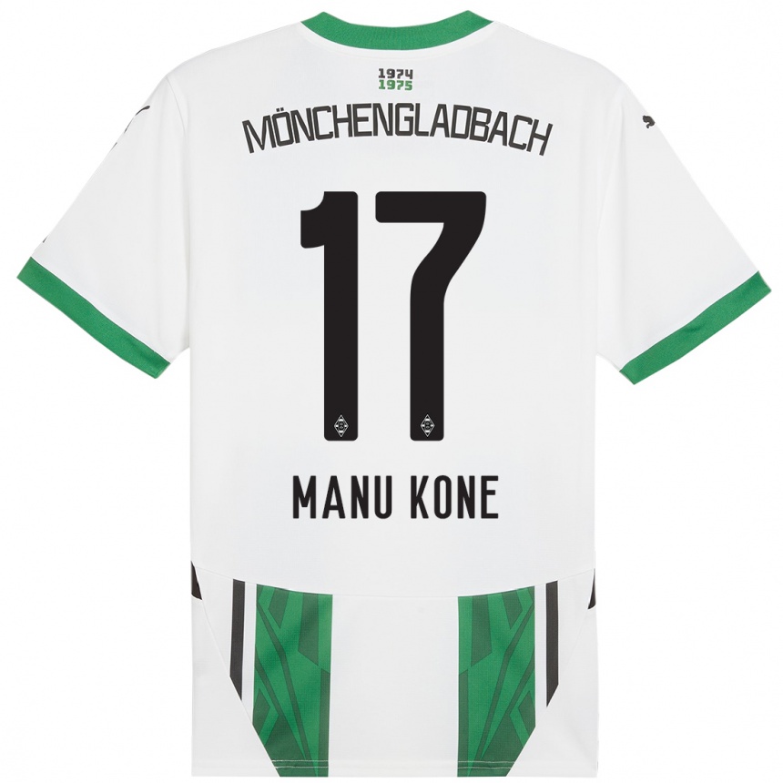 Enfant Football Maillot Manu Koné #17 Blanc Vert Tenues Domicile 2024/25 Canada