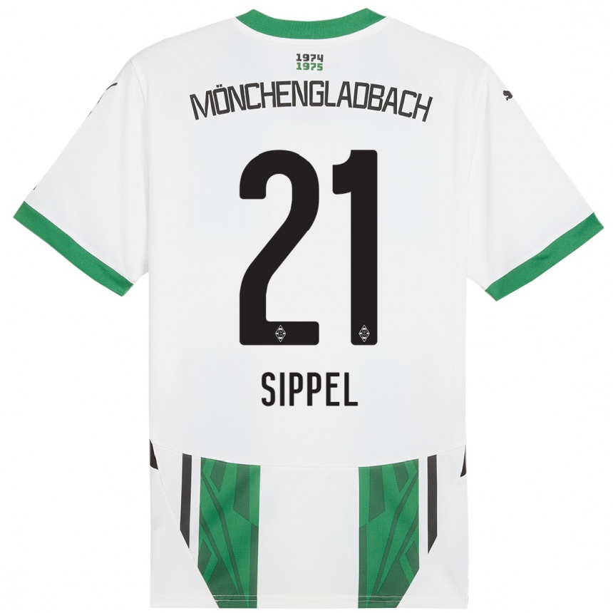 Kids Football Tobias Sippel #21 White Green Home Jersey 2024/25 T-Shirt Canada