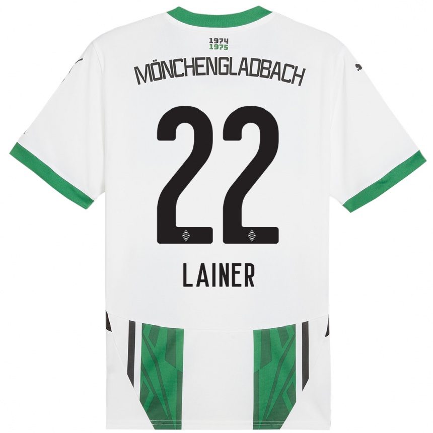 Enfant Football Maillot Stefan Lainer #22 Blanc Vert Tenues Domicile 2024/25 Canada