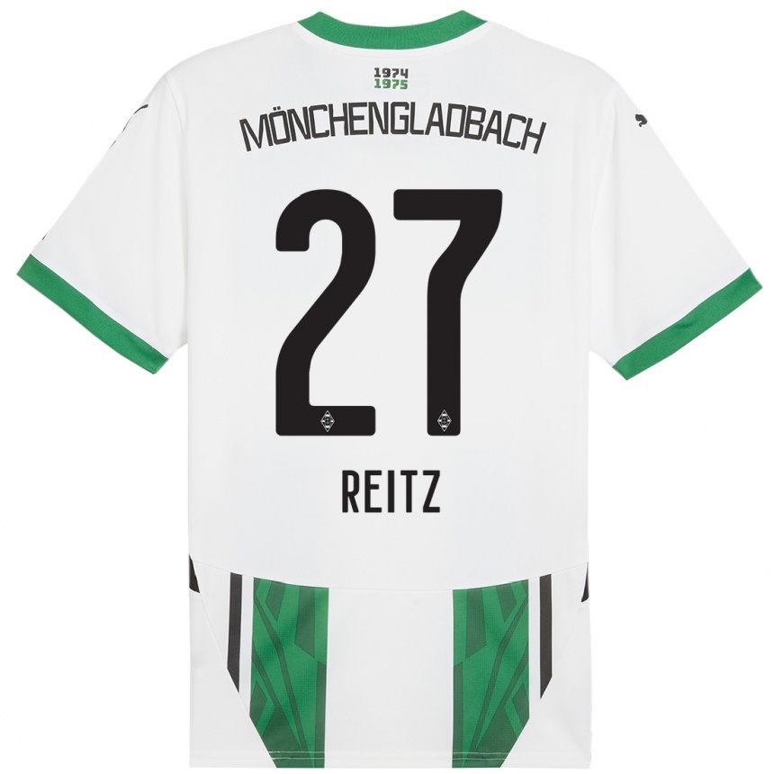 Enfant Football Maillot Rocco Reitz #27 Blanc Vert Tenues Domicile 2024/25 Canada