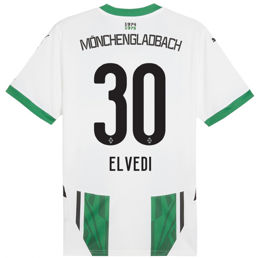 Kids Football Nico Elvedi #30 White Green Home Jersey 2024/25 T-Shirt Canada