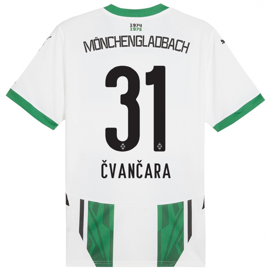 Enfant Football Maillot Tomas Cvancara #31 Blanc Vert Tenues Domicile 2024/25 Canada