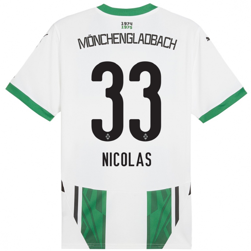 Kids Football Moritz Nicolas #33 White Green Home Jersey 2024/25 T-Shirt Canada