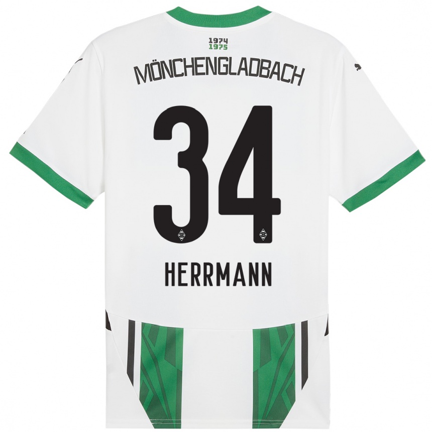 Enfant Football Maillot Charles Herrmann #34 Blanc Vert Tenues Domicile 2024/25 Canada