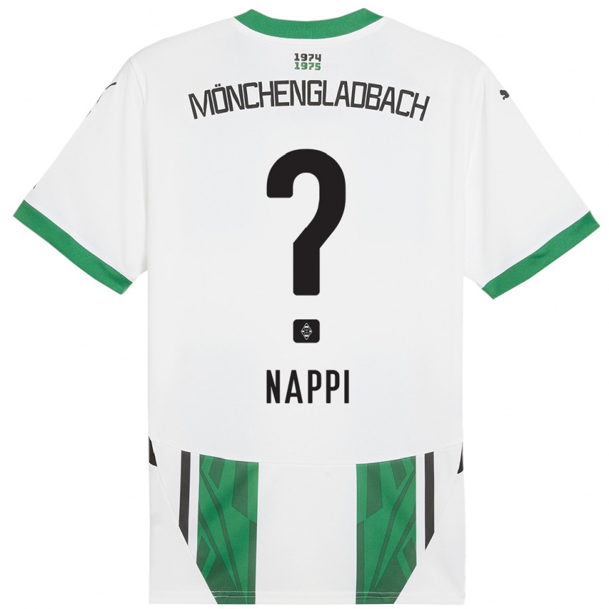 Kids Football Johann Deumi Nappi #0 White Green Home Jersey 2024/25 T-Shirt Canada