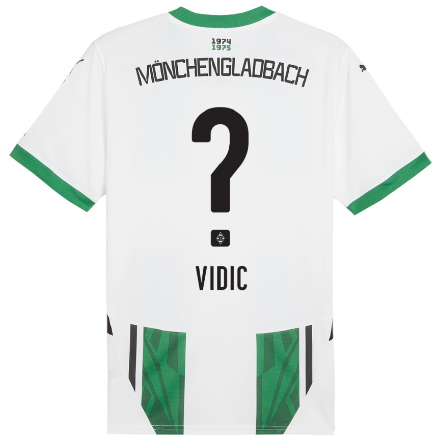 Kids Football Nico Vidic #0 White Green Home Jersey 2024/25 T-Shirt Canada