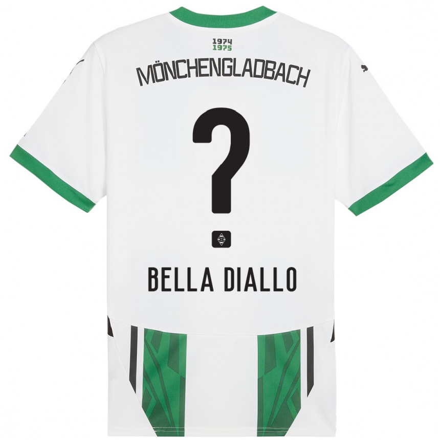 Kids Football Oumar Bella Diallo #0 White Green Home Jersey 2024/25 T-Shirt Canada