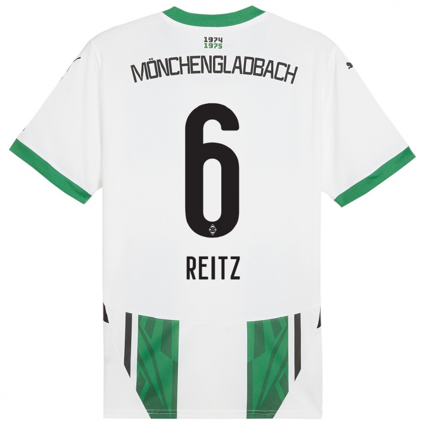 Kids Football Tony Reitz #6 White Green Home Jersey 2024/25 T-Shirt Canada