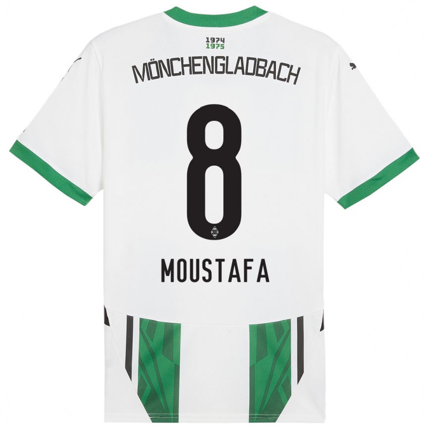 Kids Football Moustafa Ashraf Moustafa #8 White Green Home Jersey 2024/25 T-Shirt Canada