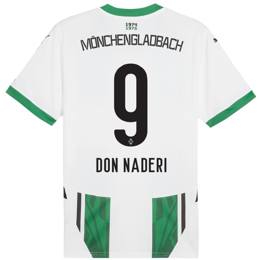 Kids Football Ryan Don Naderi #9 White Green Home Jersey 2024/25 T-Shirt Canada