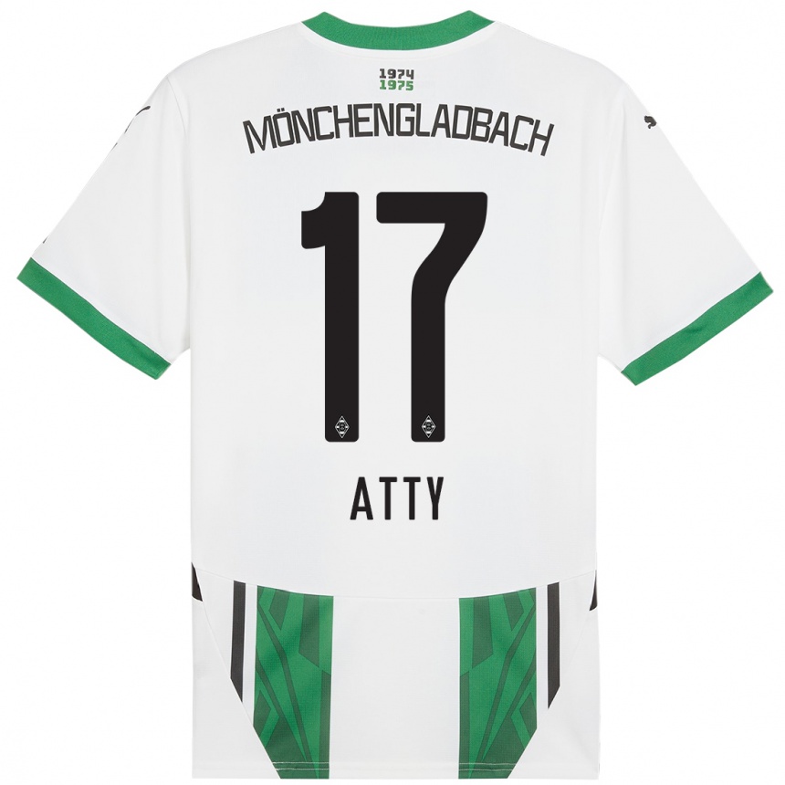 Enfant Football Maillot Yassir Atty #17 Blanc Vert Tenues Domicile 2024/25 Canada