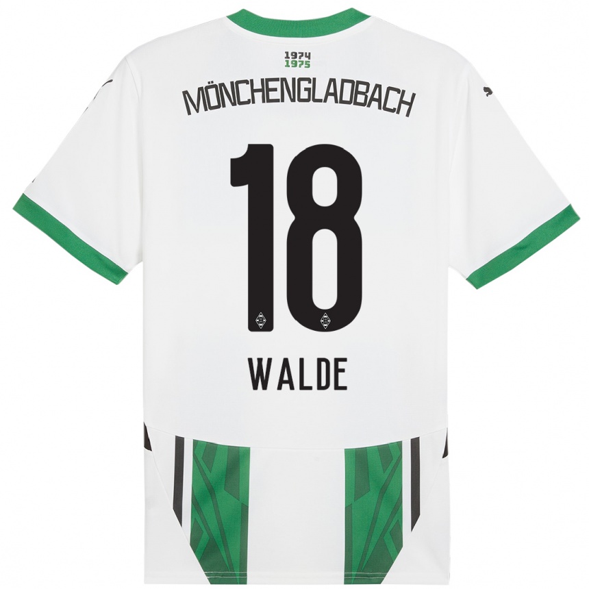 Kids Football Simon Walde #18 White Green Home Jersey 2024/25 T-Shirt Canada