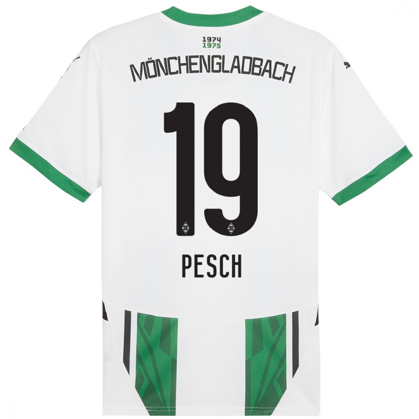 Kids Football Noah Pesch #19 White Green Home Jersey 2024/25 T-Shirt Canada