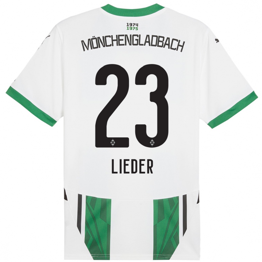 Kids Football Michel Lieder #23 White Green Home Jersey 2024/25 T-Shirt Canada