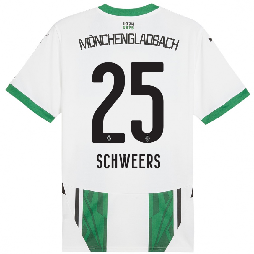 Kids Football Lion Schweers #25 White Green Home Jersey 2024/25 T-Shirt Canada