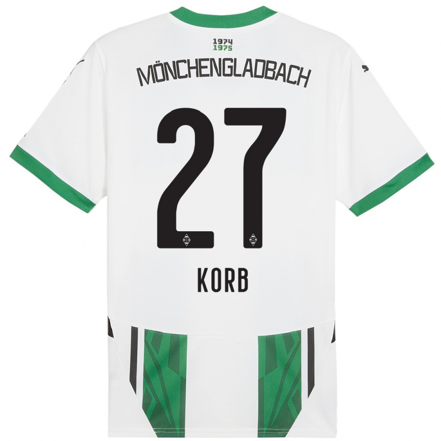 Kids Football Julian Korb #27 White Green Home Jersey 2024/25 T-Shirt Canada