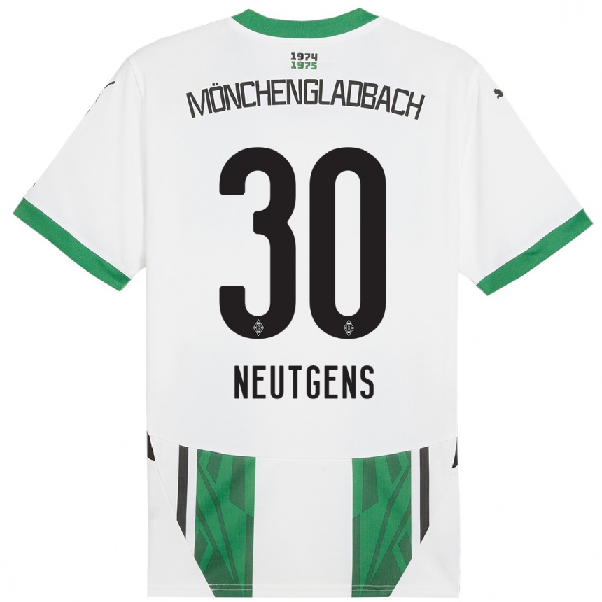 Kids Football Maximilian Neutgens #30 White Green Home Jersey 2024/25 T-Shirt Canada