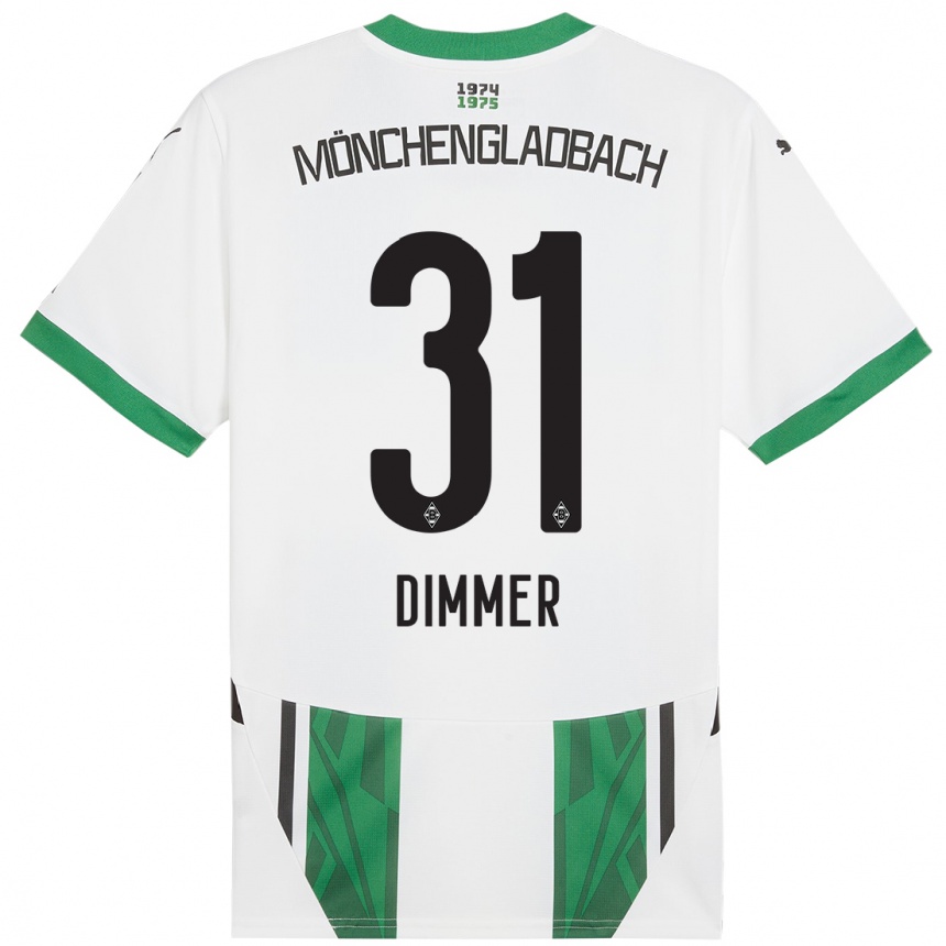 Kids Football Florian Dimmer #31 White Green Home Jersey 2024/25 T-Shirt Canada