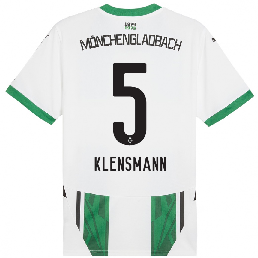 Kids Football Paula Klensmann #5 White Green Home Jersey 2024/25 T-Shirt Canada