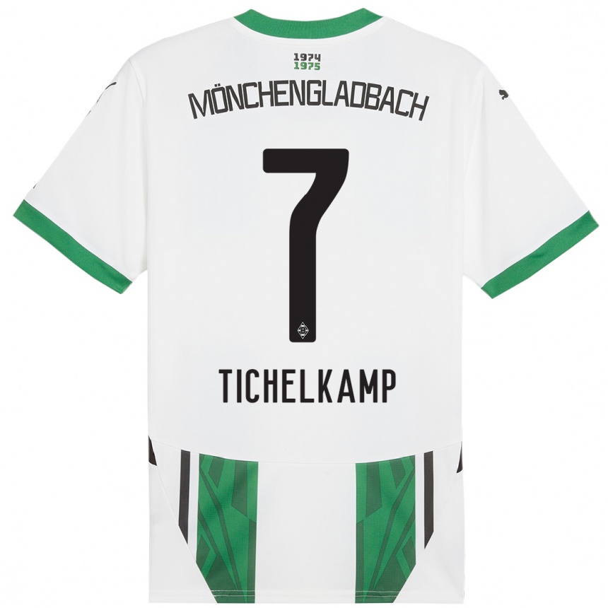 Kids Football Emily Tichelkamp #7 White Green Home Jersey 2024/25 T-Shirt Canada