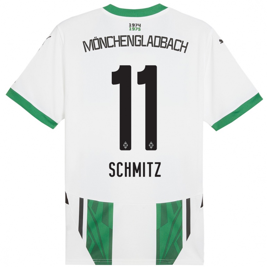 Kids Football Louisa Schmitz #11 White Green Home Jersey 2024/25 T-Shirt Canada