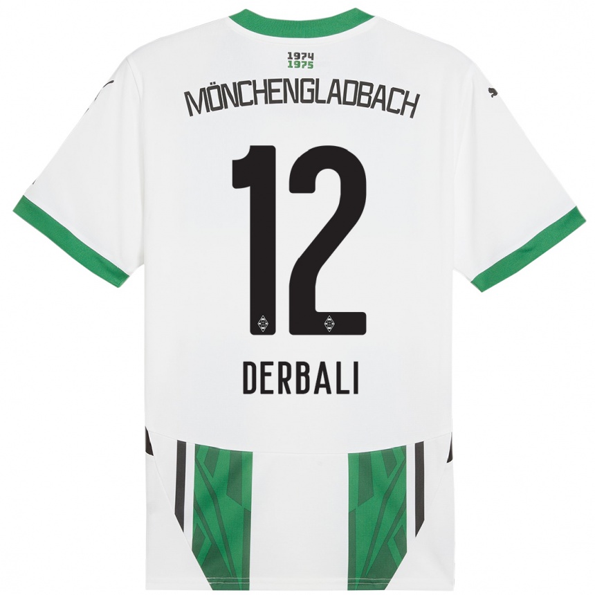 Kids Football Louisa Derbali #12 White Green Home Jersey 2024/25 T-Shirt Canada