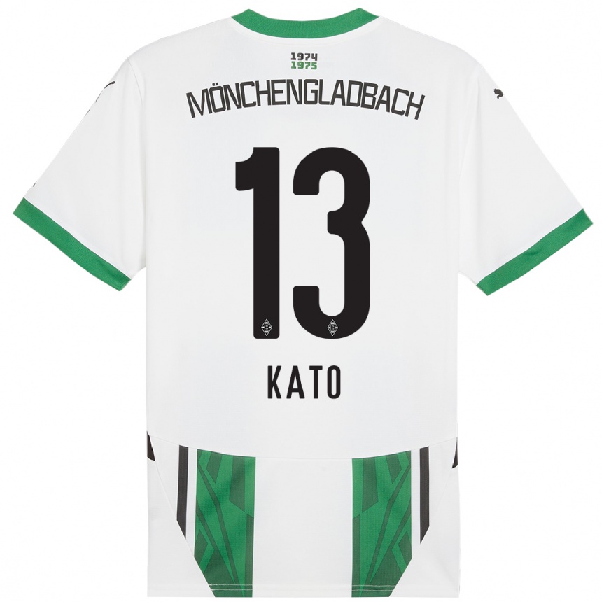 Kids Football Mizuho Kato #13 White Green Home Jersey 2024/25 T-Shirt Canada