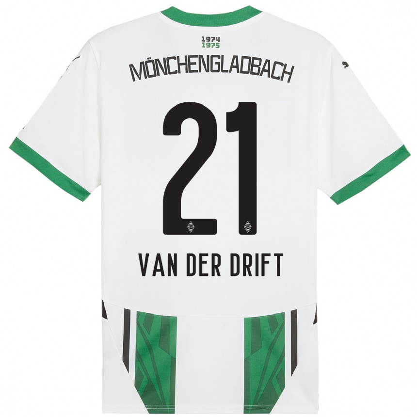 Kids Football Suus Van Der Drift #21 White Green Home Jersey 2024/25 T-Shirt Canada