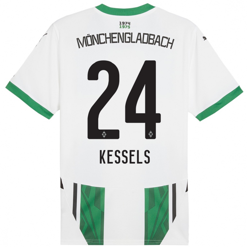 Kids Football Imke Kessels #24 White Green Home Jersey 2024/25 T-Shirt Canada