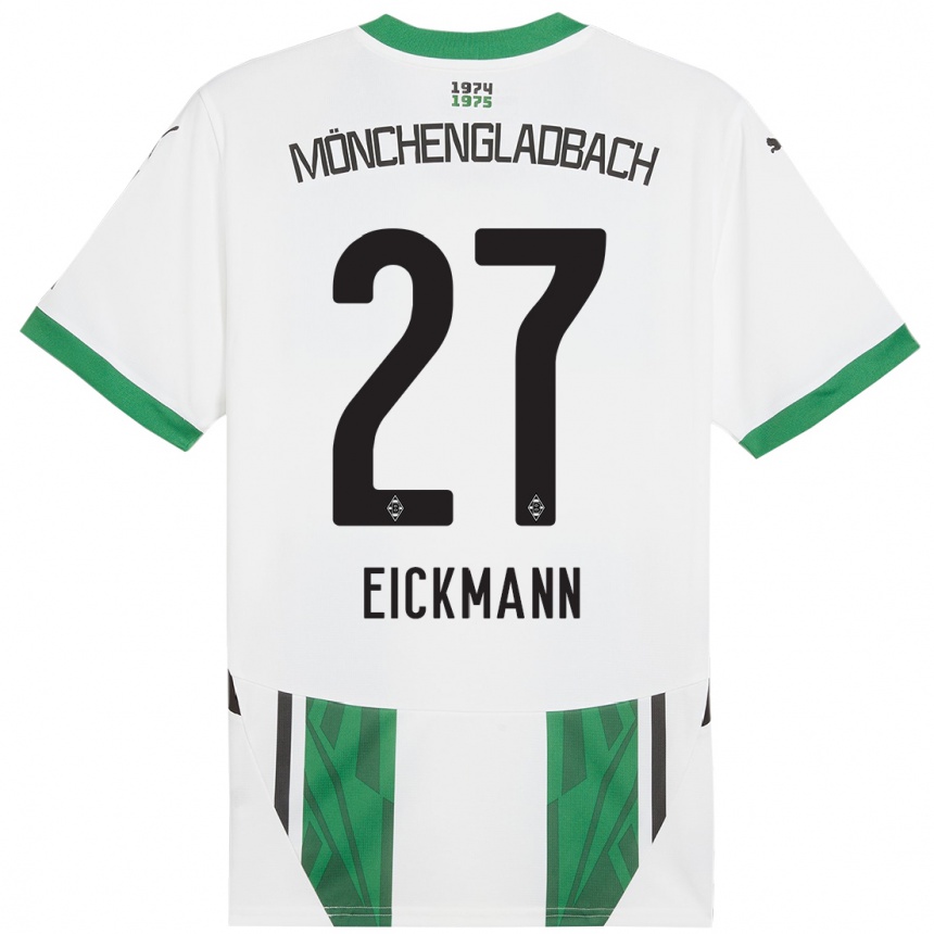 Kids Football Mia Eickmann #27 White Green Home Jersey 2024/25 T-Shirt Canada