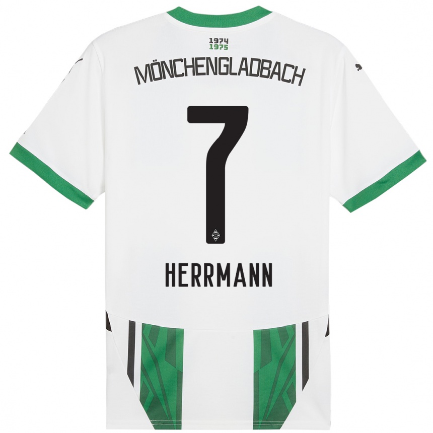 Kids Football Patrick Herrmann #7 White Green Home Jersey 2024/25 T-Shirt Canada