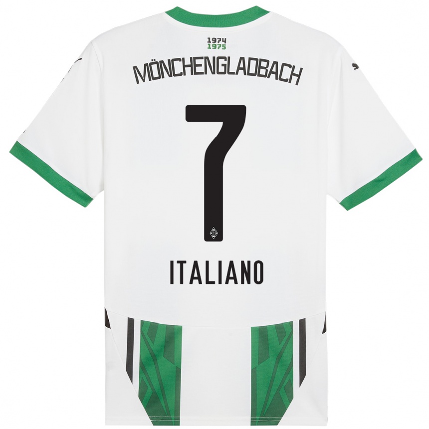 Kids Football Jacob Italiano #7 White Green Home Jersey 2024/25 T-Shirt Canada