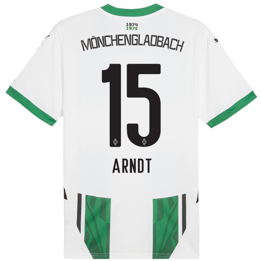 Kids Football Leo Arndt #15 White Green Home Jersey 2024/25 T-Shirt Canada