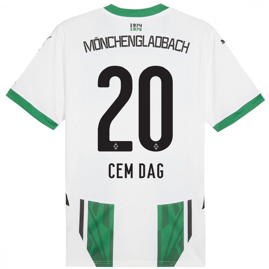 Kids Football Cem Dag #20 White Green Home Jersey 2024/25 T-Shirt Canada