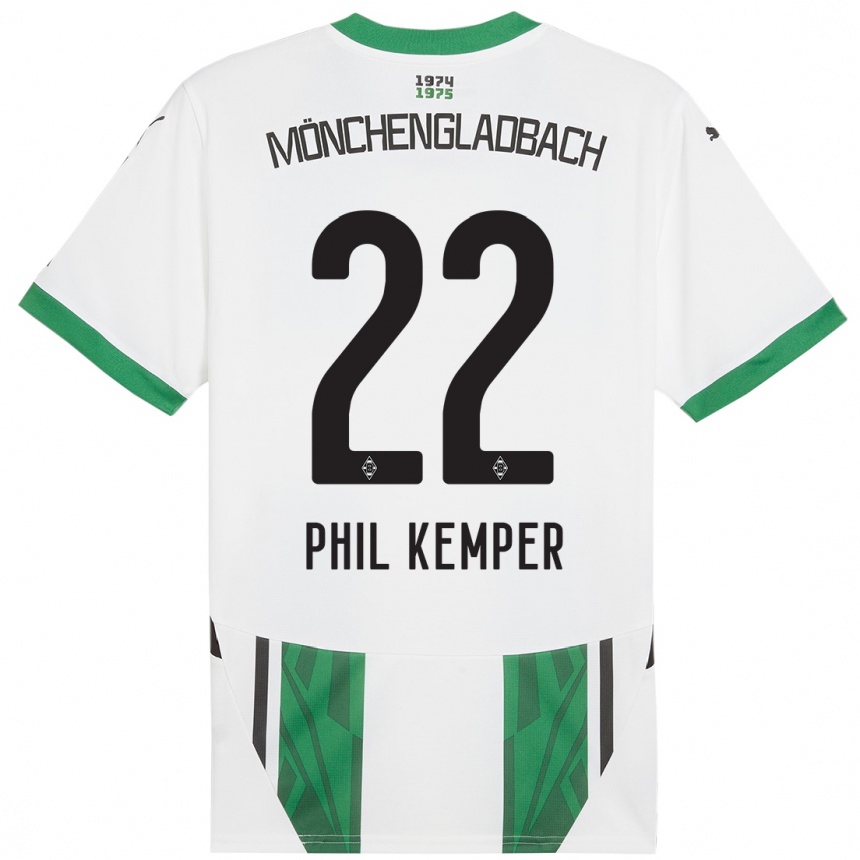 Kids Football Phil Kemper #22 White Green Home Jersey 2024/25 T-Shirt Canada