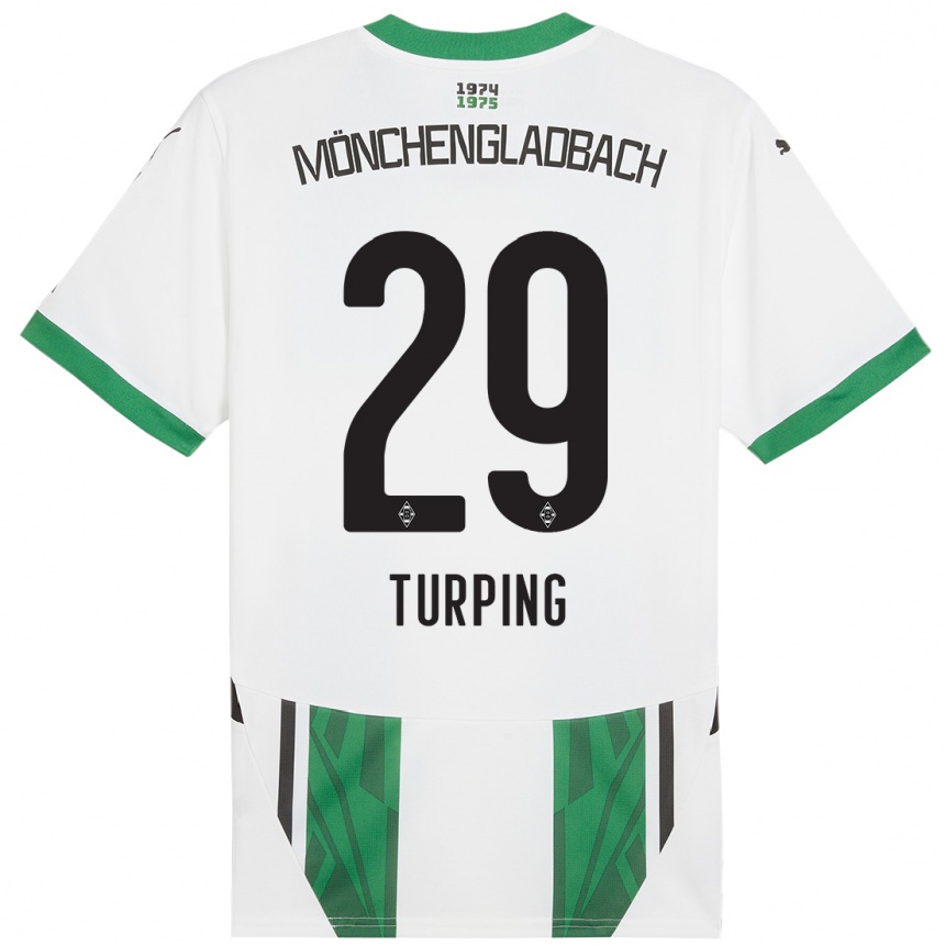 Kids Football Selim Turping #29 White Green Home Jersey 2024/25 T-Shirt Canada