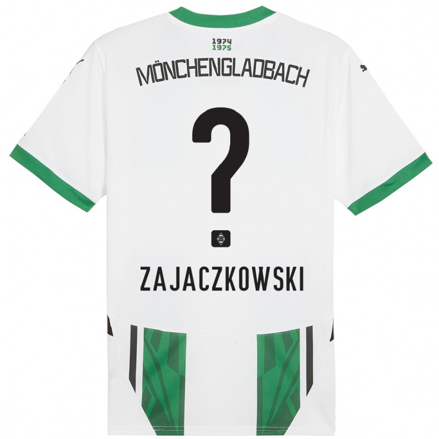 Kids Football Vincent Zajaczkowski #0 White Green Home Jersey 2024/25 T-Shirt Canada