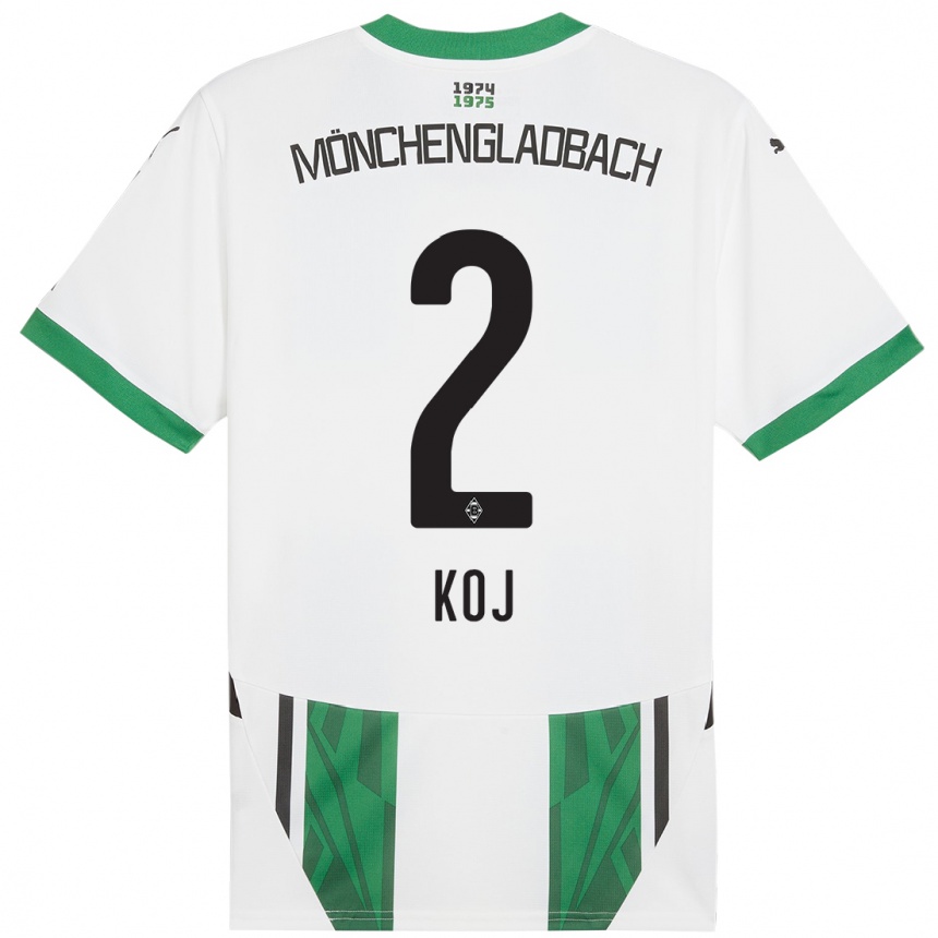 Kids Football Julia Koj #2 White Green Home Jersey 2024/25 T-Shirt Canada