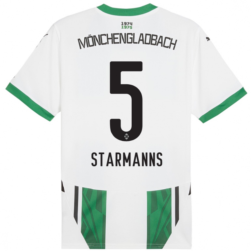 Kids Football Sandra Starmanns #5 White Green Home Jersey 2024/25 T-Shirt Canada