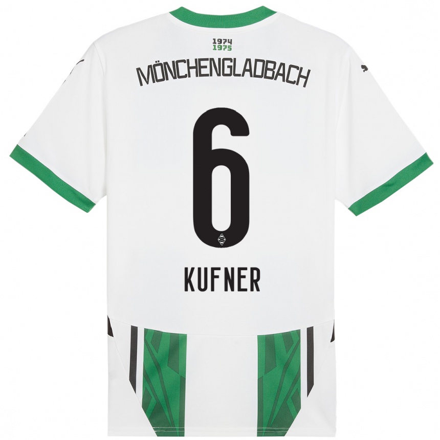 Kids Football Anne-Catherine Kufner #6 White Green Home Jersey 2024/25 T-Shirt Canada