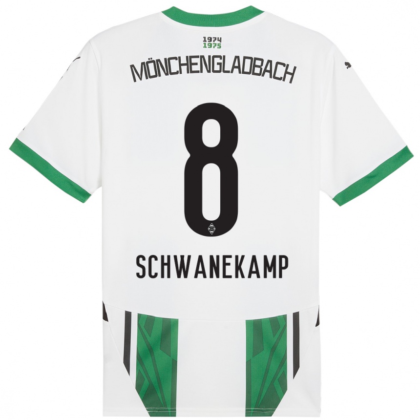 Kids Football Jana Schwanekamp #8 White Green Home Jersey 2024/25 T-Shirt Canada