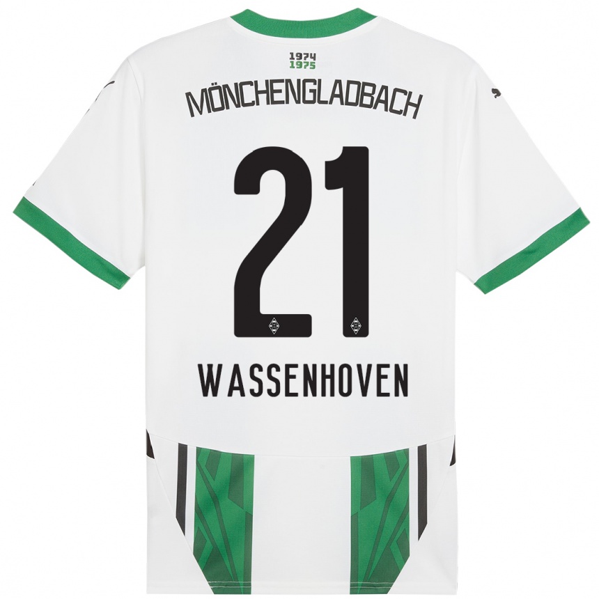 Enfant Football Maillot Michelle Wassenhoven #21 Blanc Vert Tenues Domicile 2024/25 Canada