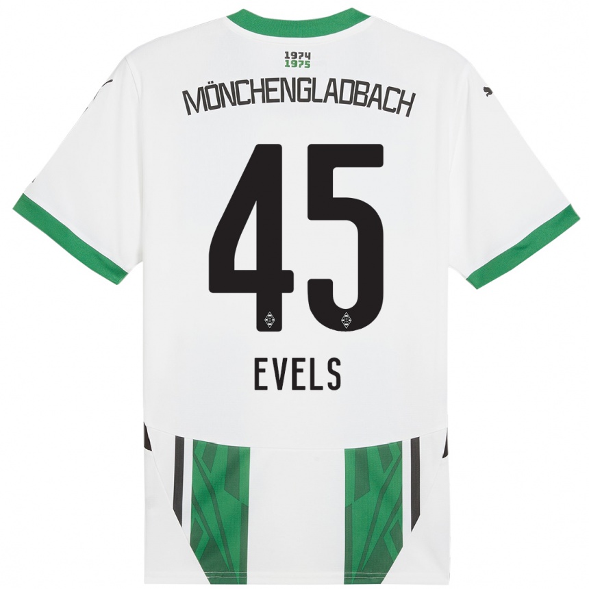 Kids Football Emily Evels #45 White Green Home Jersey 2024/25 T-Shirt Canada