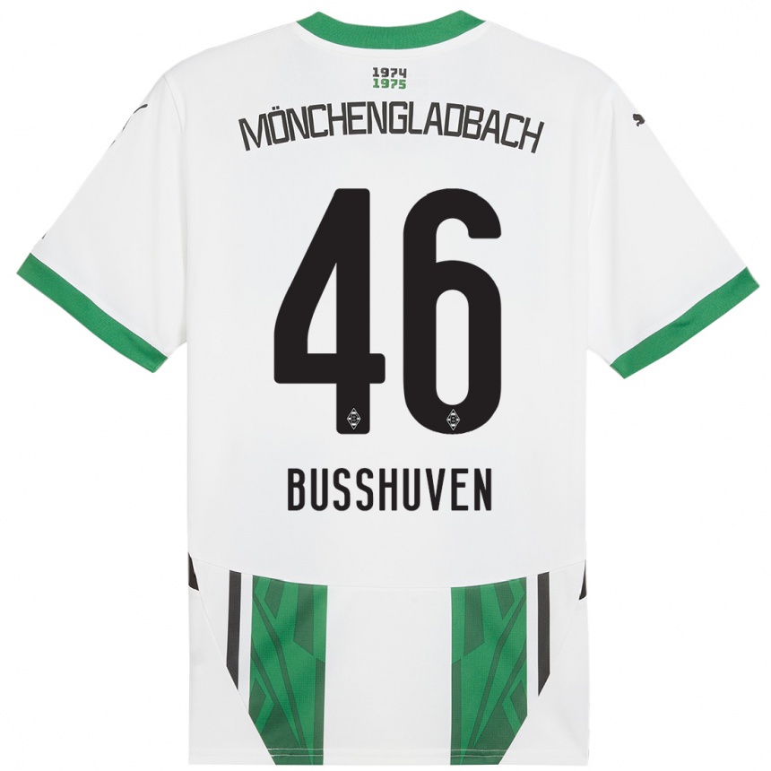 Kids Football Alina Busshuven #46 White Green Home Jersey 2024/25 T-Shirt Canada